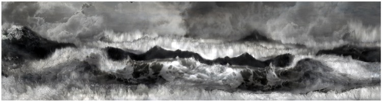 evening waves / pigment print on rag paper mounted to diabond / 120cm x 450